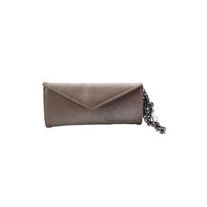 Fornarina Womens Metallic Leather Magnet Close Envelope Clutch Bag Taupe
